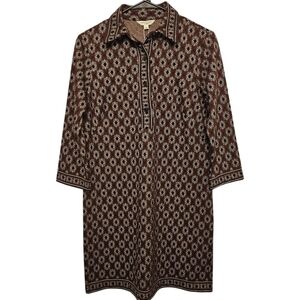 Max Studio Brown Burgundy Cream Patterned Mini Dress Size XS NWT